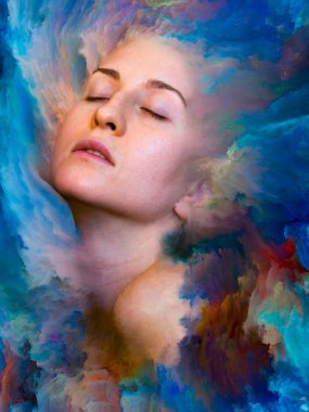 Dünya serisi. Duygular, duygular, iç dünya, yaratıcılık ve hayal gücü konularında kadın portresinin etkileşimi.