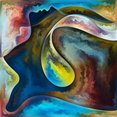 Gökkuşağı Zihni. Colors In Us serisi. İnsan siluetinin arka plan tasarımı, sanat dokuları ve renkleri yaşam, drama, şiir ve algı konularında etkileşim gösteriyor