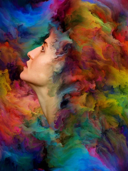 Ženská Světová Série Abstraktní Pozadí Ženského Portrétu Spojeného Pulzující Barvou — Stock fotografie
