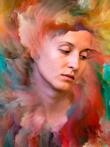 Sua Série Mundial Cenário Retrato Feminino Fundido Com Tinta Vibrante — Fotografia de Stock
