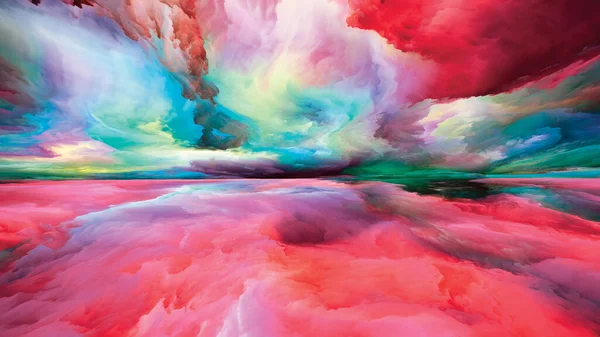内部景观 彩色梦系列 由绘画 纹理和渐变云彩构成的设计 作为关于内心世界 想象力 艺术和设计的背景 — 图库照片