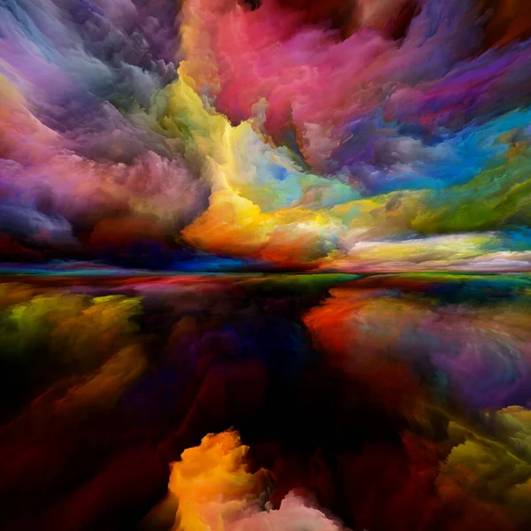 Işık Ülkesi Gerçekliğe Kaçış Dizisi Doğaüstü Günbatımı Renklerinden Manzara Resmi — Stok fotoğraf