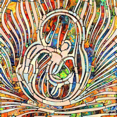 Çok renkli ışık. Lekeli Camlar Birliği serisi. Parçalanma, sanat, şiir ve tasarım birliğinin bir metaforu olarak renk ve doku parçalarından oluşan tasarım