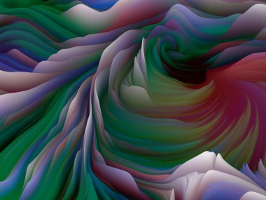 Sinüs Kumaşı. Boyutsal Dalga serisi. Dönen Renk Dokusunun Arkaplan Tasarımı. Sanat, yaratıcılık ve tasarım üzerine çalışmalar için 3 boyutlu türbülans oluşturma