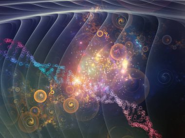 DNA peyzaj serisi. Eğitim, bilim ve modern teknoloji konularında soyut moleküler ve fraktal yapı bileşimi.
