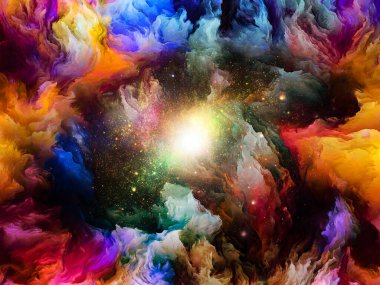 Color Lives serisi. Yaşam, yaratıcılık ve sanatla ilgili fraktal boyanın fraktal hareketlerinin etkileşimi