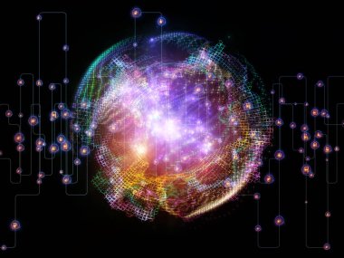 Rakamlar, düğümler, bağlayıcılar ve ışık bileşimi ağ ve modern teknoloji konularında