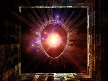 Sanal Hayalet serisi. Fraktal boynuzlu kafa biçimleri, bilgisayar bilimi, teknoloji ve eğitim konularında 3D dikdörtgen biçimine karşıdır..