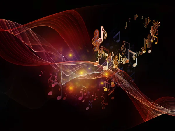 Serie Virtual Melody Notas Musicales Elementos Fractales Luces Fondo Materia — Foto de Stock