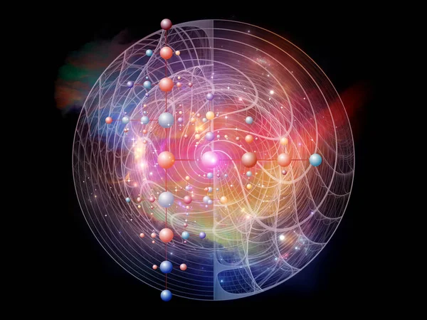 Serie Espacio Atómico Representación Redes Fractales Estructuras Moleculares Luces Sobre — Foto de Stock