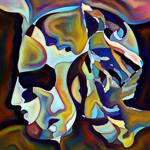 Fragmented Self Series Human Face Outlines Organic Color Pattern Composition — Stock Photo, Image