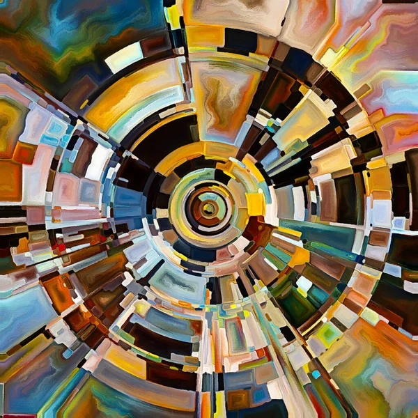 祷告圈系列 辐射色和有机质感的圆盘 射线和拱形水彩画 代表精神能量和生命的能量来源 — 图库照片