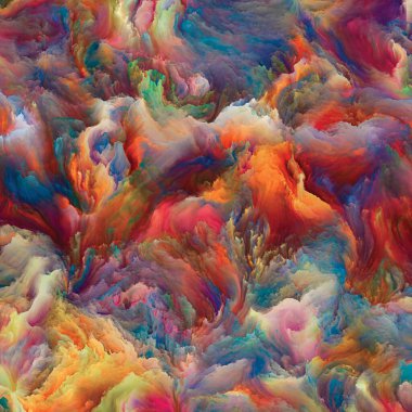 Organik tuval serisi. Yaşamdaki ve sanattaki yaratıcılık konusu için renkli ve detaylı dokuların bileşimi