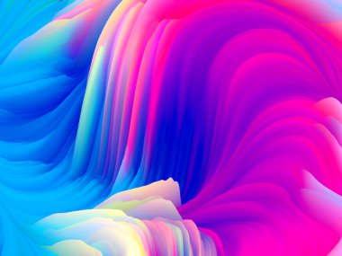 Renk Fırtınası serisi. Sanat ve tasarım konularında duvar kağıdı veya arkaplan görevi görecek üç boyutlu renkli boya dalgaları oluşturma