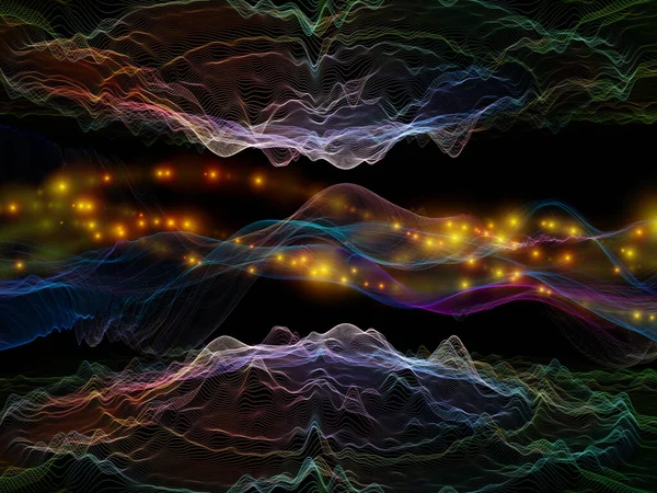 Virtuelle Mikrowelt Virtuelle Welle Optisch Attraktiver Hintergrund Aus Horizontalen Sinuswellen — Stockfoto