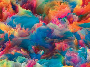 Organik tuval serisi. Yaşamdaki ve sanattaki yaratıcılık konusu için renkli ve detaylı dokuların bileşimi