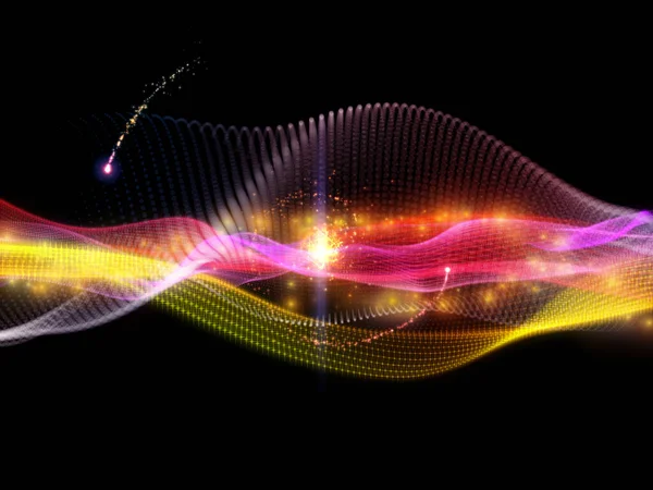 Photon Waves Interplay Cahaya Dan Partikel Pada Subjek Ilmu Pengetahuan — Stok Foto