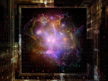 Sayıların, fraktal yapıların ve ışıkların dijital teknoloji ve iletişim konularındaki 3 boyutlu çizimi