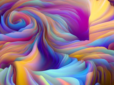 Kaosun Geometrisi. Boyutsal Dalga serisi. Dönen Renk Dokusunun arka plan kompozisyonu. Sanat, yaratıcılık ve tasarım konularında 3 boyutlu türbülans oluşturma