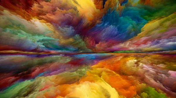Gespenstische Wolken Flucht Die Realität Hintergrundgestaltung Surrealer Sonnenaufgangsfarben Und Strukturen — Stockfoto