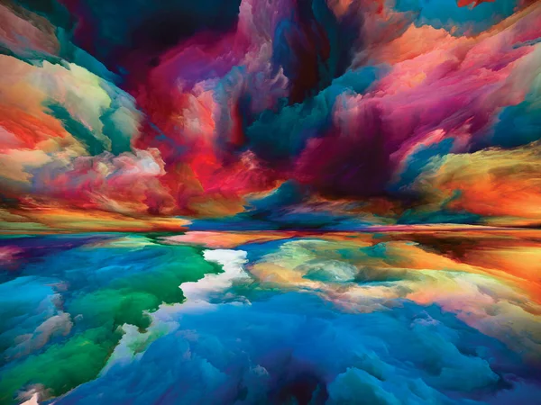 Misterio Del Paisaje Serie Sueños Color Interacción Pintura Texturas Nubes — Foto de Stock