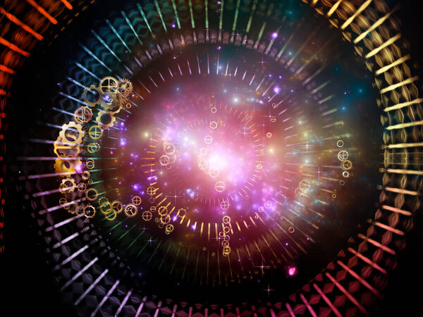 Virtual Interactions series. Fractal grids, lights and abstract elements 3D illustration on subject of computer science, technology and education.