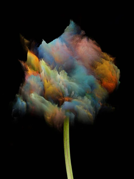 Flores Serie Color Nubes Pintura Fractal Sobre Negro Sobre Temas — Foto de Stock