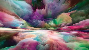 Hayalet Diyarı. Color Dreams serisi. Boya, dokular ve iç dünya, hayal gücü, şiir, sanat ve tasarım ile ilgili gradyan bulutların arka plan tasarımı
