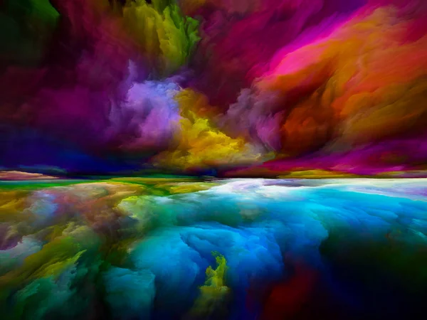 Paesaggio Del Paradiso Serie Color Dreams Composizione Vernice Texture Nuvole — Foto Stock
