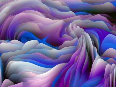 Çarpık Geometri. Boyutsal Dalga serisi. Girdap Rengi Dokusundan oluşmuş bir tasarım. Sanat, yaratıcılık ve tasarım için bir metafor olarak gelişigüzel türbülans oluşturulması