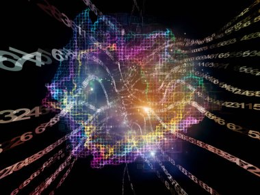 Dijital Şişe Boğazı. Bilgi işleme, veri akışları ve modern teknolojiler konularında üç boyutlu resimleme, fraktal şebekeler ve ışık.