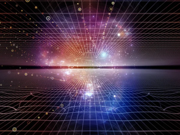 Rendering Space Grids Abstract Elements Lights Subject Education Science Modern — Stock Photo, Image