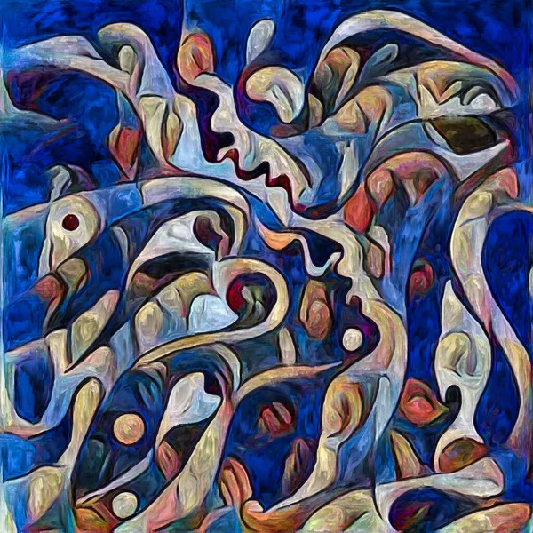 Interwoven Fates Male Female Faces Rendered Abstract Painting Style Subject — Stock Photo, Image