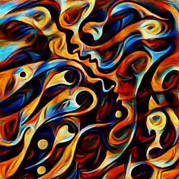 Patroon Van Kunst Serie Abstract Menselijke Gezichten Kleuren Weergegeven Digitaal — Stockfoto