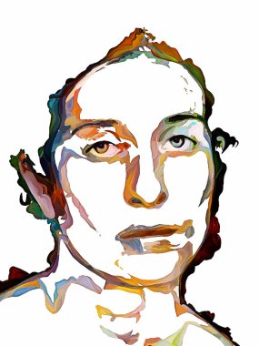 Shade serisinin renkleri. Bireysellik, sanat ve tasarım konularında soyut acı öğelerinden yapılmış kadın portresi.