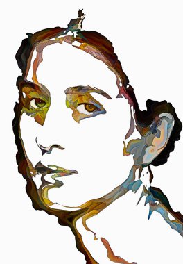 Shade serisinin renkleri. Bireysellik, sanat ve tasarım konularında soyut acı öğelerinden yapılmış kadın portresi.