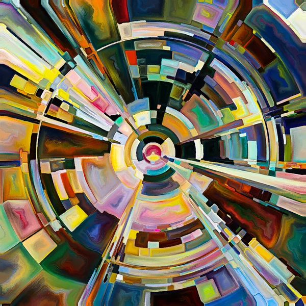 Série Círculo Oração Pintura Abstração Disco Raios Arcos Cor Radiante — Fotografia de Stock