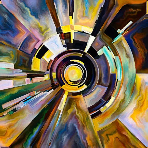 Seria Cercul Rugăciunii Acuarelă Abstractă Disc Raze Arcuri Culoare Radiantă — Fotografie, imagine de stoc