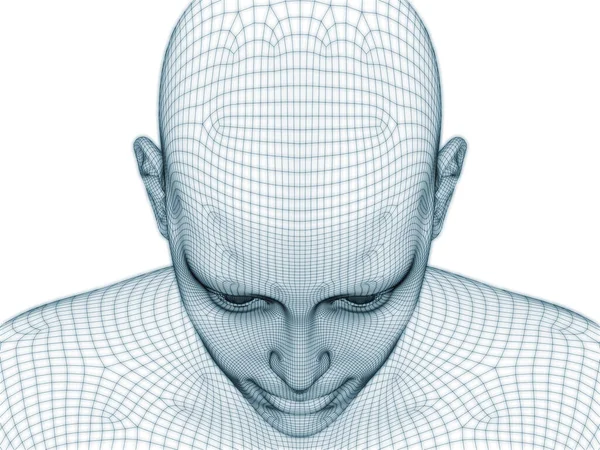 Rendering Human Head Face Wire Mesh Use Illustration Design — Stock Photo, Image