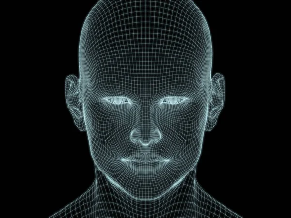 Human Face Close Render Wire Mesh Use Illustrations Technology Education — Stock Photo, Image