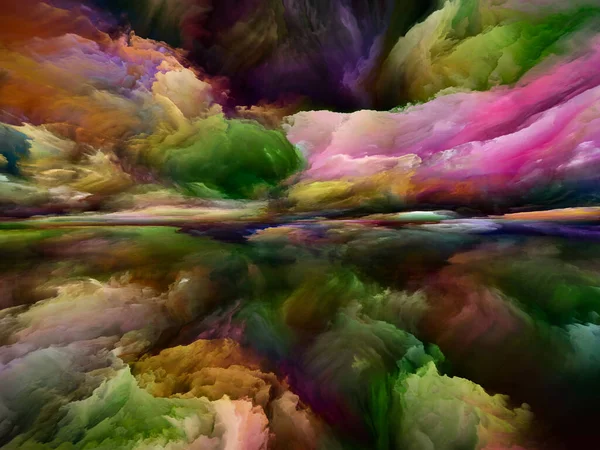 Lutande Landskap Att Never World Serien Kreativa Arrangemang Färger Texturer — Stockfoto