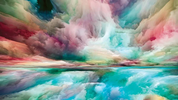 Paesaggio Magico Serie Color Dreams Disposizione Creativa Vernice Texture Nuvole — Foto Stock