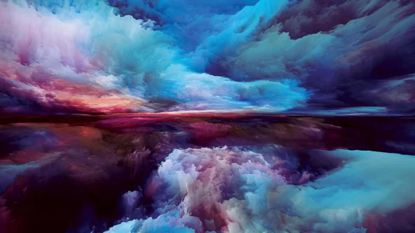 Wish You\'ve Seen It. Landscapes of the Mind series. Composition of bright paint, motion gradients and surreal mountains and clouds related to life, art, poetry, creativity and imagination