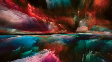 Peyzaj Büyüsü. Color Dreams serisi. İç dünya, hayal gücü, şiir, sanat ve tasarım ile ilişkili arkaplan, doku ve gradyan bulutlar