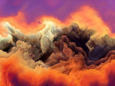 Gaz Devi Atmosferi. İmkansız Gezegen serisi. Renklerin ve gradyanların sanat, yaratıcılık ve tasarım ile kavramsal ilişkisindeki canlı akışının görüntüsü