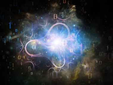 Inner Working serisi. Bilgi teknolojisi, matematik ve eğitim konularındaki sanal şebeke ve rakamların arkaplan bileşimi