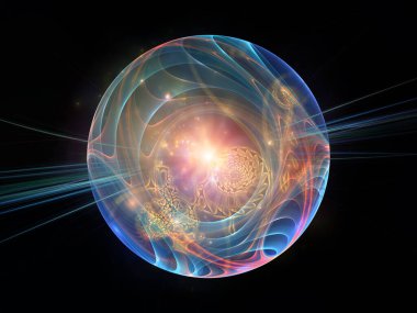 Sanal Parçacık Serisi. Eğitim, bilim ve modern teknoloji konularında fraktal küre ve soyut elementler.