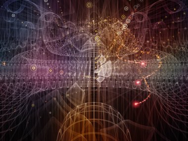 Uzay şebekelerinin 3 boyutlu yorumlanması, soyut elementler ve eğitim konularındaki ışıklar bilim ve modern teknolojiler