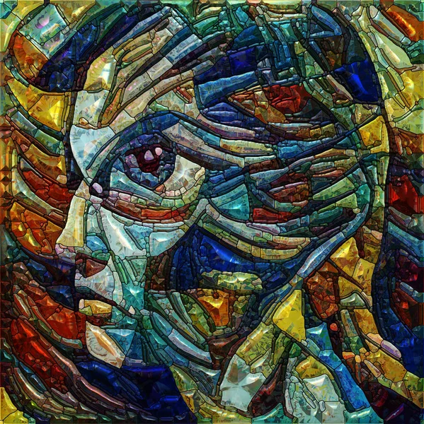 Visionary Series Stained Glass Composition Female Eye Subject Inner World — Stock Photo, Image