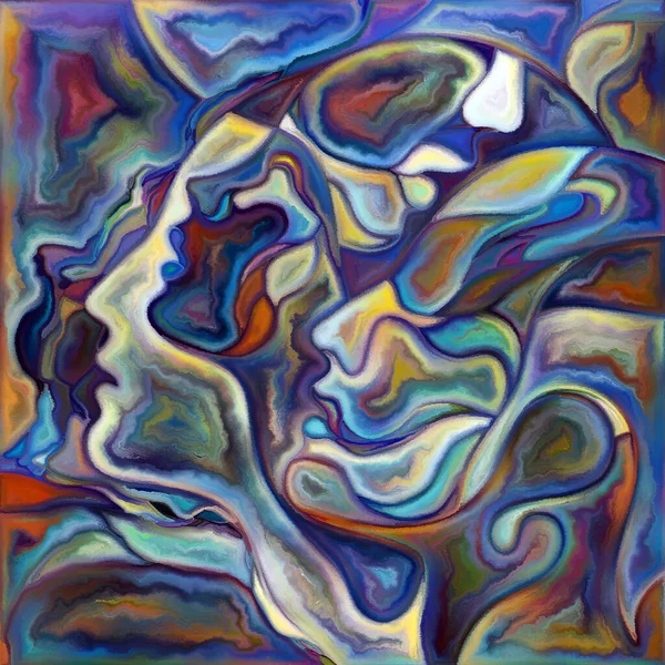 Canvas Close Serie Bild Von Gesichtern Und Symbolen Farbenfrohen Malstil — Stockfoto